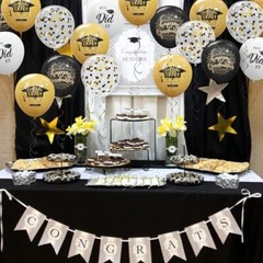 75 Pack Graduation Party Decorations Balloons Set – 12 Inch Black Gold Gradua…