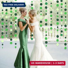 Green Party Decorations Ombre Green Circle Dots Garland Hanging Paper Polka Dot