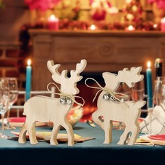 Cute Christmas Tiered Tray Decor Indoor, Wooden Reindeer Christmas Tabletop D…
