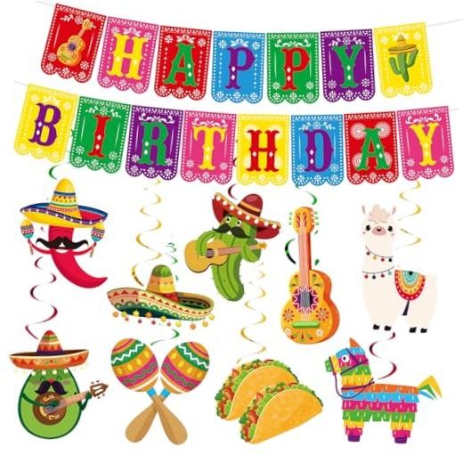 Cinco de Mayo Party Decorations Set Happy Birthday Banner Mexican Fiesta Red