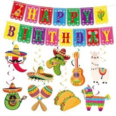 Cinco de Mayo Party Decorations Set Happy Birthday Banner Mexican Fiesta Red