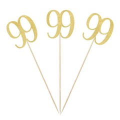12 PCS Gold Glitter 99th Birthday Centerpiece Sticks Number 99 Table Topper