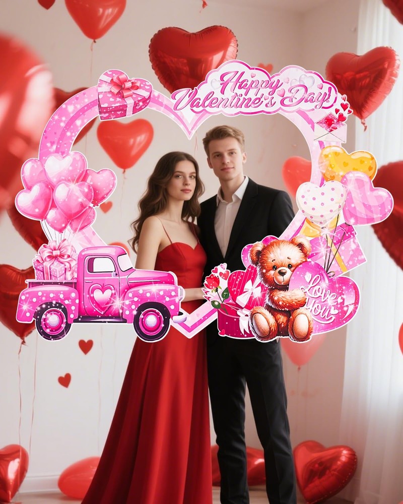 Valentines Day Photo Booth Frame Handheld Selfie Props Party Wedding Holiday