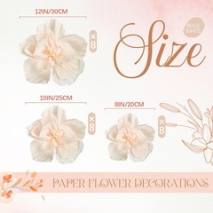 24 Pcs Tissue Flowers, Crepe Flowers Decorations 8″ 10″ 12″ for Wedding Party…