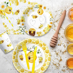 Bee Baby Shower Decorations Tableware – Bee Birthday Party Supplies, Paper Plate