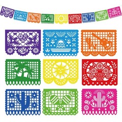 Mexican Party Decorations 18 FT Large Fiesta Banner, Plastic Papel Picado Themed