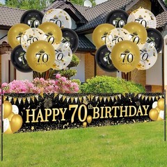 70th Birthday Decorations for Men Women Black and Gold Black Gold Birthday Ya…