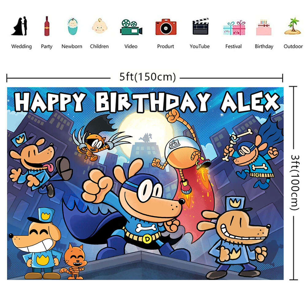 Dog Man Personalised Custom Banner Backdrop Background Party Supplies Gift