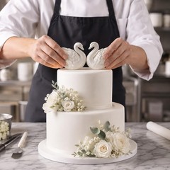 2 Pcs Swan Cake Topper Couple Wedding Cake Toppers Decor