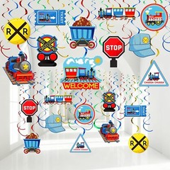 51 Pieces Train Birthday Party Supplies Decorations Transportation Hanging Sw…
