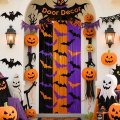 Halloween Party Decorations, 2 Pack Halloween Foil Fringe Curtains 3.3 X 6.6 ft,