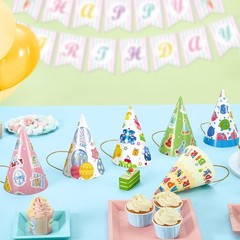 Birthday Party Hats – 12 Pcs Birthday Party Supplies Cone Hat Headbands Color…
