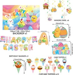82Pcs Easter Party Decorations for Kids – Easter Egg Hunt Kit with Happy Easter