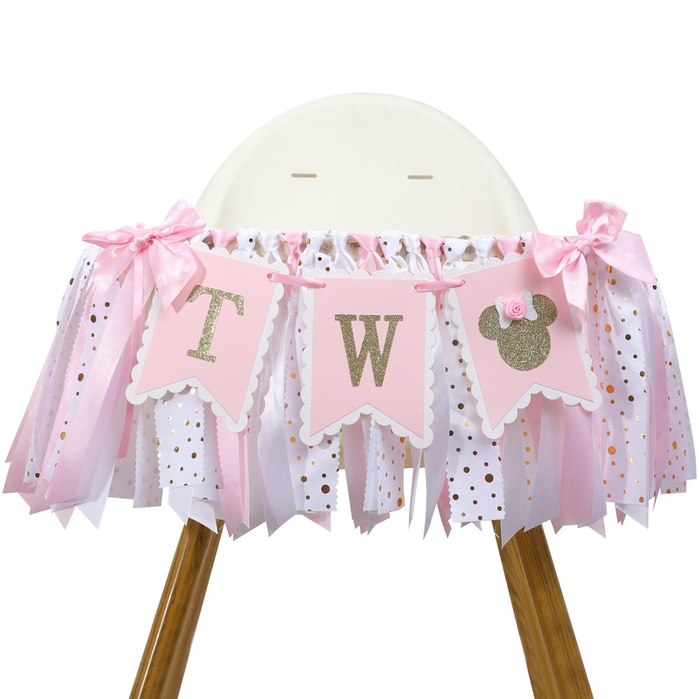 2nd Highchair Banner – 2nd Party Decorations,Pink Gold High Chair Ribbon Bann…