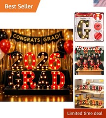 2026 Graduation Decorations, Light Up Letters «GRAD 2026» Sign, Graduation Pa…