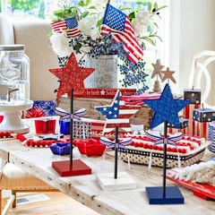 3 PCS 4th of July Table Decorations Wood Star Set, Labor Day Tiered Tray Deco…