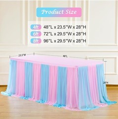 Pink Blue Tulle Tablecloth 8Pack Stretchable Cross Table Cover 4ft