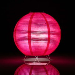 Quasimoon Red Round Centerpiece Candle Lantern w/ Fine Lines(Lantern Only)