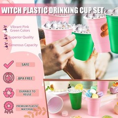Charming 50 Pcs Witch Party Cups – 16 Oz Leak-Proof for Spooky Celebrations