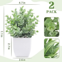 Der Rose 2 Pack Small Fake Plants Mini Artificial Potted for 2-grey