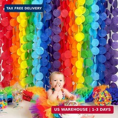 205Ft Rainbow Party Decorations Big Polka Dots Tissue Paper Backdrop Streamer Co