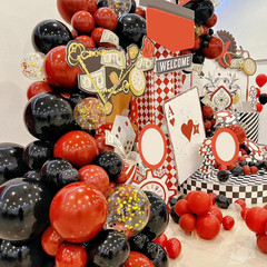 Lukiituke 75PCS Balloon, Black, Red, and Gold (12In and 5In), Casino Theme Party