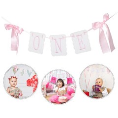 One Pink Tassel Highchair Banner Durable Bow Design Birthday Party Decor