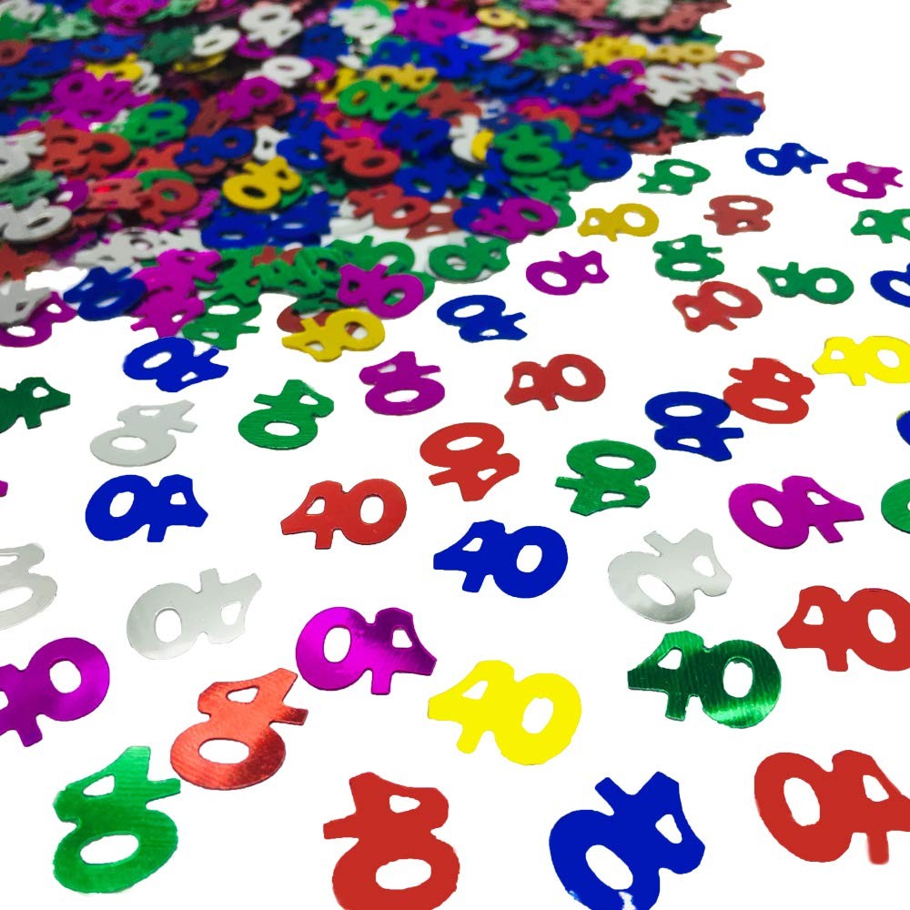 1500 PCS 1.5 Oz 40th Birthday Anniversary Confetti Number 40 MultiColor Decor
