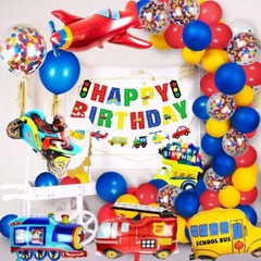 Decoracion De Cumpleaños Globos Para Niños Transporte Vehiculos Primeros 40 Set