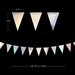 Vibrant 4-Piece Iridescent Pennant Banner for Weddings, Birthdays, and More