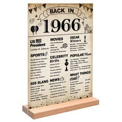 60th Birthday Party Decorations – Vintage 1966 Acrylic Sign & Stand, Table Decor