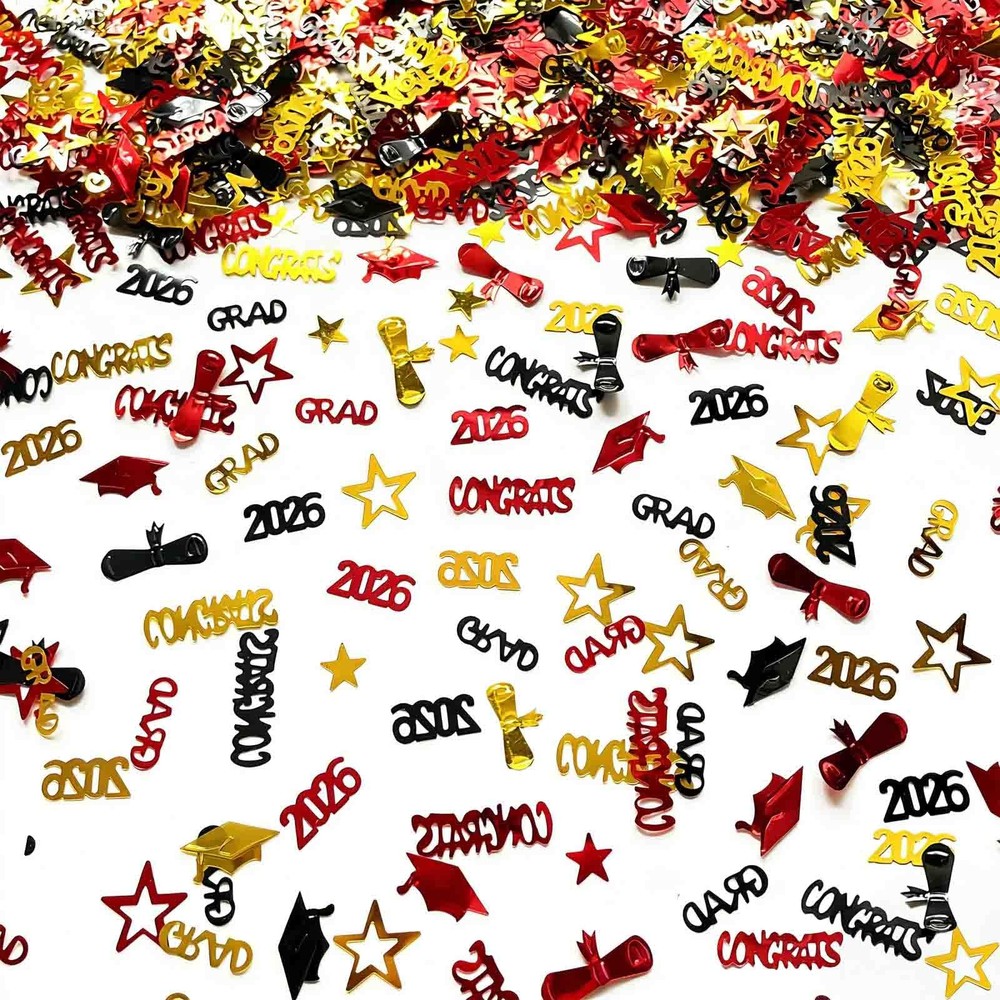 1000 PCS Red Gold Black Graduation Table Confetti Centerpiece Class Of 2026