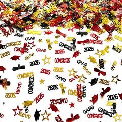 1000 PCS Red Gold Black Graduation Table Confetti Centerpiece Class Of 2026