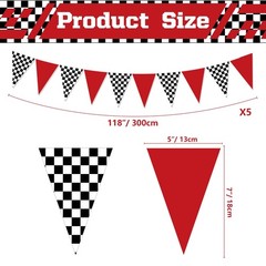 33Ft Racing Car Party Decorations Race 5 x 7 inches, red,black,white