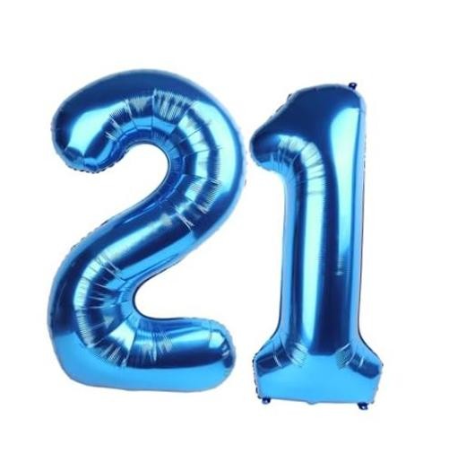 40 Inch 21 Number Balloon Birthday Decorations for Men Number 21 Dark Blue