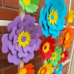 Rainbow Fiesta Decorations Multi-Color Paper Flower for Birthday Wedding Rainbow
