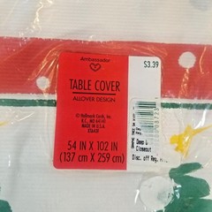 Table Cover Vintage Sealed Christmas Tree Tablecloth 54″ x 102″ Crepe Paper