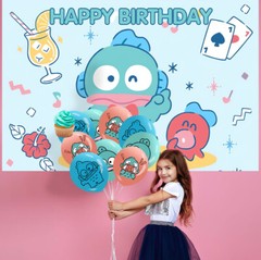Hangyodon Party Supplies Party Decoration Set Balloons Cake Toppers Banner