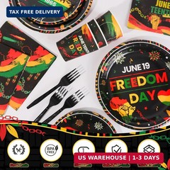 Happy Juneteenth Decorations, Juneteenth Party Supplies, Disposable Tableware Se