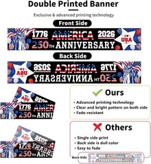 Vibrant 250th Anniversary Patriotic Banner 120″ x 20″ – Easy to Hang Anywhere