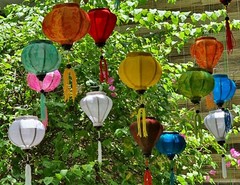 Set 24 pcs Vietnamese silk lanterns 10cm, string lanterns for wedding tent decor