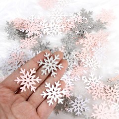 200PC White Pink Silver Snowflake Confetti for Winter Wonderland Decorations Sma