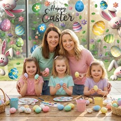 Easter Clings Decorations for Glass Window – 64 Pcs 3D Double-sided Spring Bunny