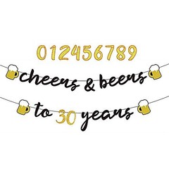 Interchangeable Numbers Cheers & Beers to Any Age Banner Cursive Banner Beer