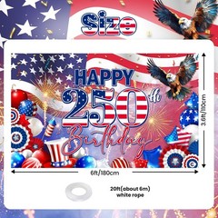 American 250th Birthday Decorations Banner Patriotic American 250th Anniversary