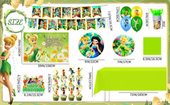 112 Pcs Tinker Bell Party Supplies Birthday Decora Tableware Balloons Backdrop