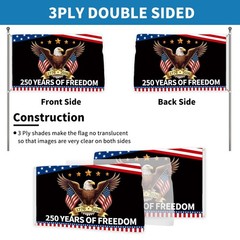 250 Anniversary Flag 3×5 Ft Double Sided 3 Ply American Flag Eagle 1776-2026 250