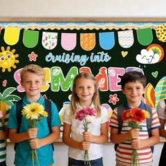 Summer Bulletin Board Decorations Cruising Into Beach Paper Cutouts Set