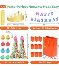 Kid’s Happy Birthday Decorations Kit – 505-Piece Set with Gold Decor, Tableware,