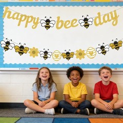 Bee Birthday Party Decorations,Glitter Gold Happy Bee Day Banner with Bumbleb…